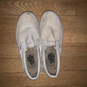 VERY USED white slip on vans